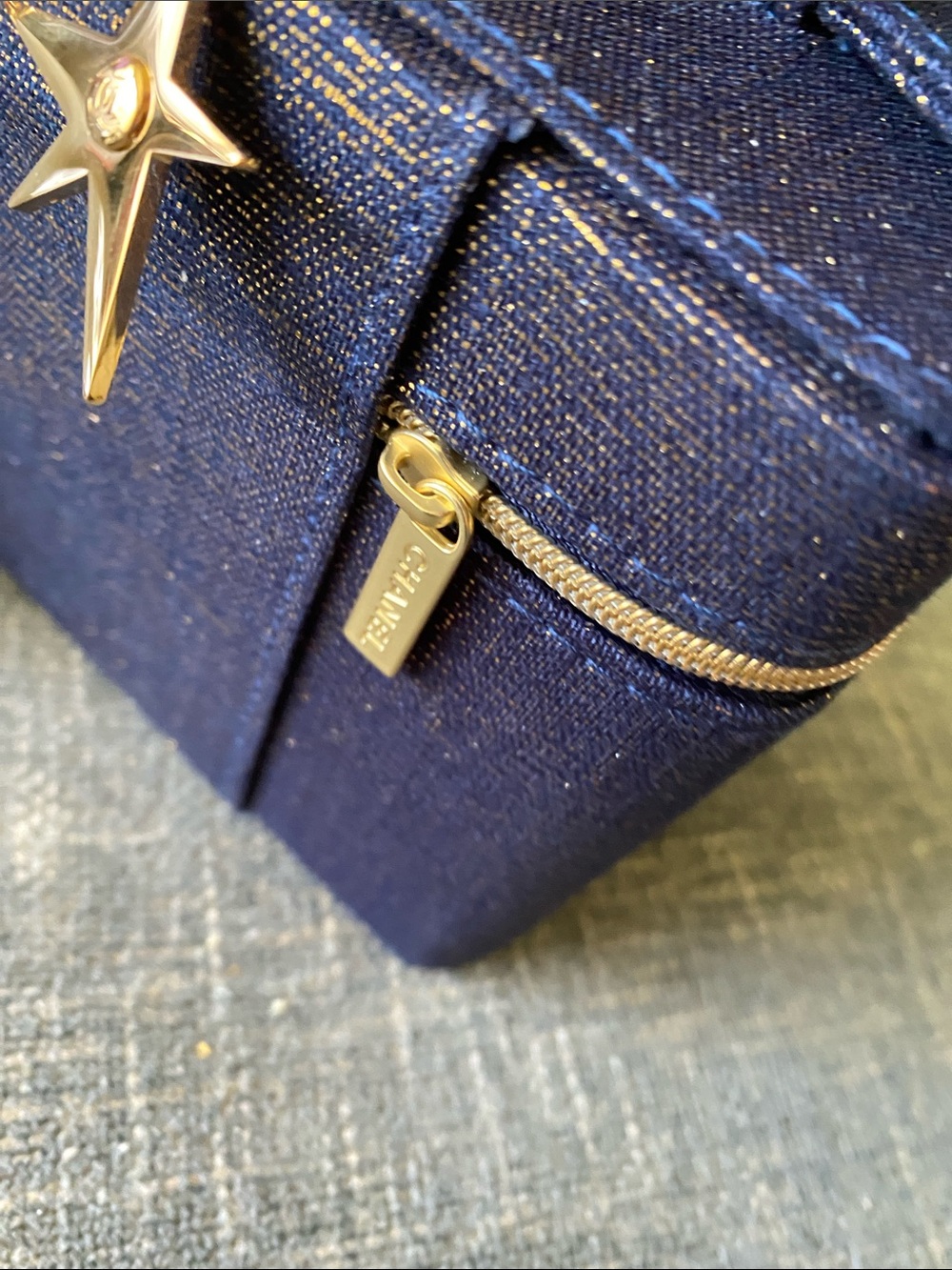 Chanel Blue and Gold Tweed Vanity Case - Picture 5 of 10
